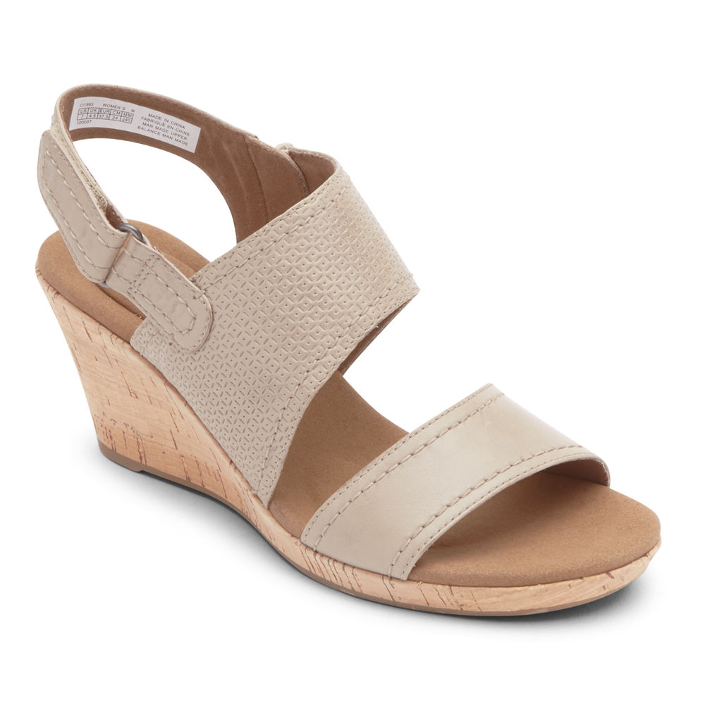 Sandalias Rockport Mujer Mexico - Briah Asymmetrical 2-Piece Beige - WDHMQ2804